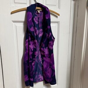 Banana Republic Purple and Blue Floral Top
